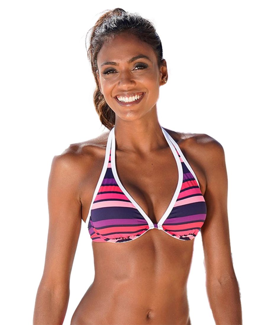 

Размеры бюстгальтера для женского бикини в полоску и треугольной формы LASCANA, Pink Multi