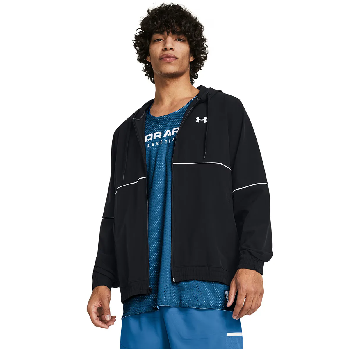 

Мужская тканая куртка ua zone - Blk Under Armour Баскетбольная куртка, чёрный