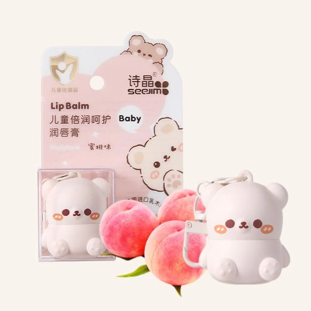 Бальзам для губ Cute Bear Lip Balm для детей, увлажняющий, с натуральными ингредиентами, 3.2 г, цвет Honey Peach Rjsqaqe