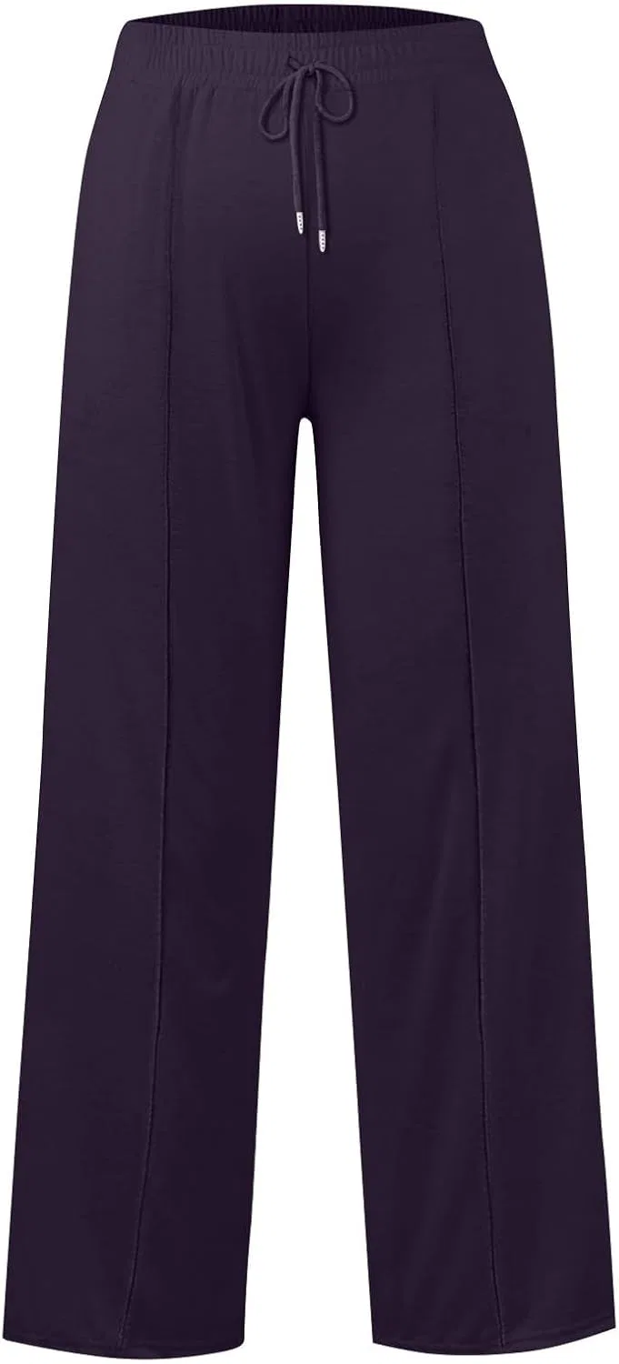 Женские спортивные брюки Oversized Wide Leg, высокий пояс, с карманами, 3-purple — фото 2