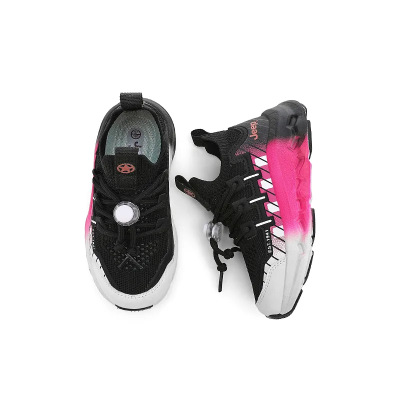 Детские кроссовки mid top для улицы с дышащей, легкой амортизацией, устойчивые к скольжению и истиранию Jeep, черный розовый красный — фото 4