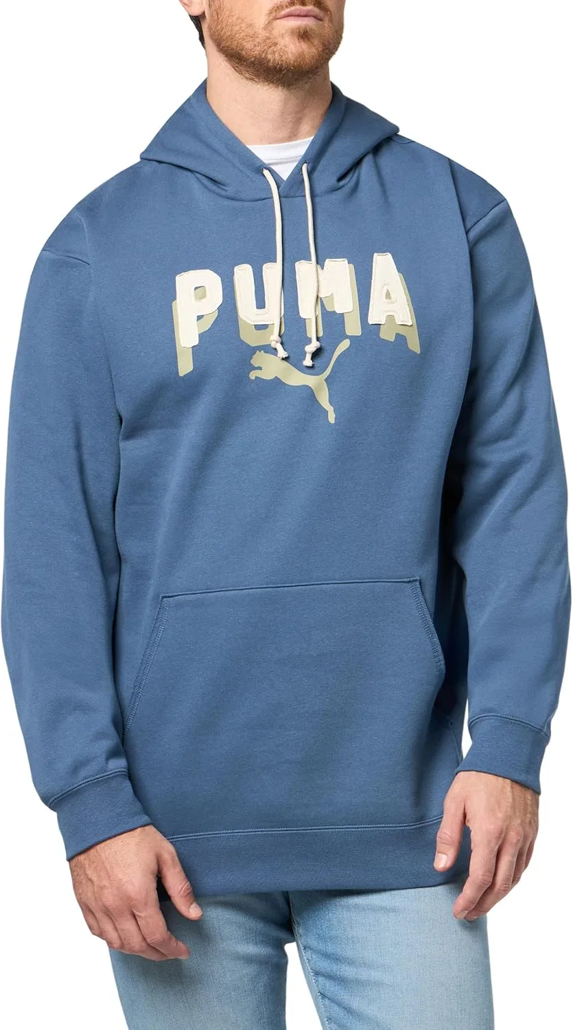 Мужская толстовка PUMA Essentials Double Up Hoodie, спортивная верхняя одежда, повседневная - черная — фото 3