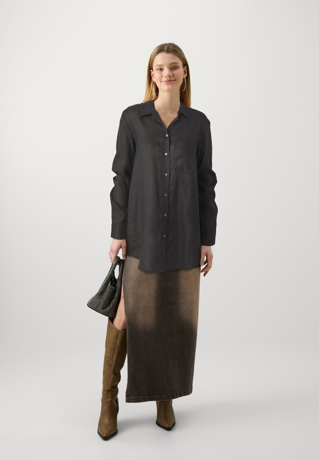

Блузка на пуговицах BOYFRIEND SHIRT GAP, черный