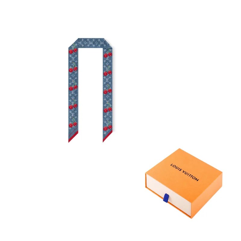 LOUIS VUITTON X Takashi Murakami Denim Cherry бандана, синий