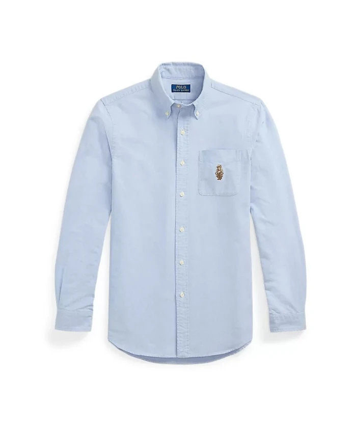 

Рубашка с длинными рукавами и пуговицами, сшитая на заказ по меркам бренда Bear. Polo Ralph Lauren, синий