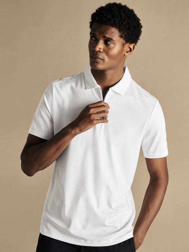 

Полузастёгивающаяся хлопковая поло Charles Tyrwhitt