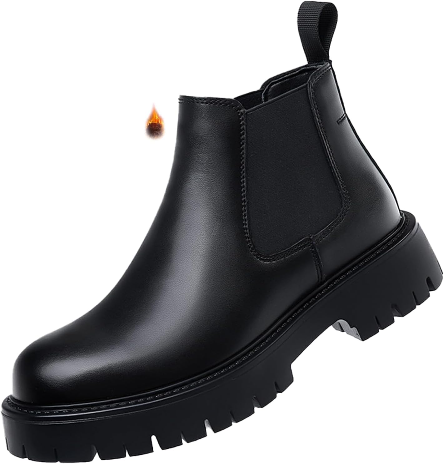 

Мужские ботинки Челси на массивной подошве из натуральной кожи, роскошные с круглым носком, рифленой подошвой, без шнуровки, для улицы, противоскользящие, амортизирующие, ботинки до щиколотки Nekgnl, черный