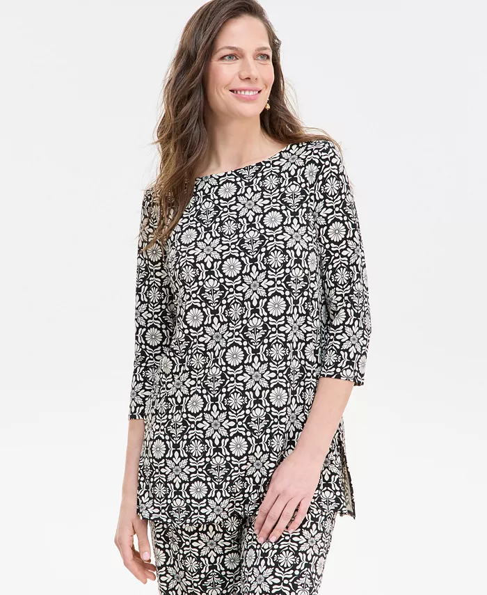 

Женский топ с лодочкой и рукавом 3/4 JM Collection, черный