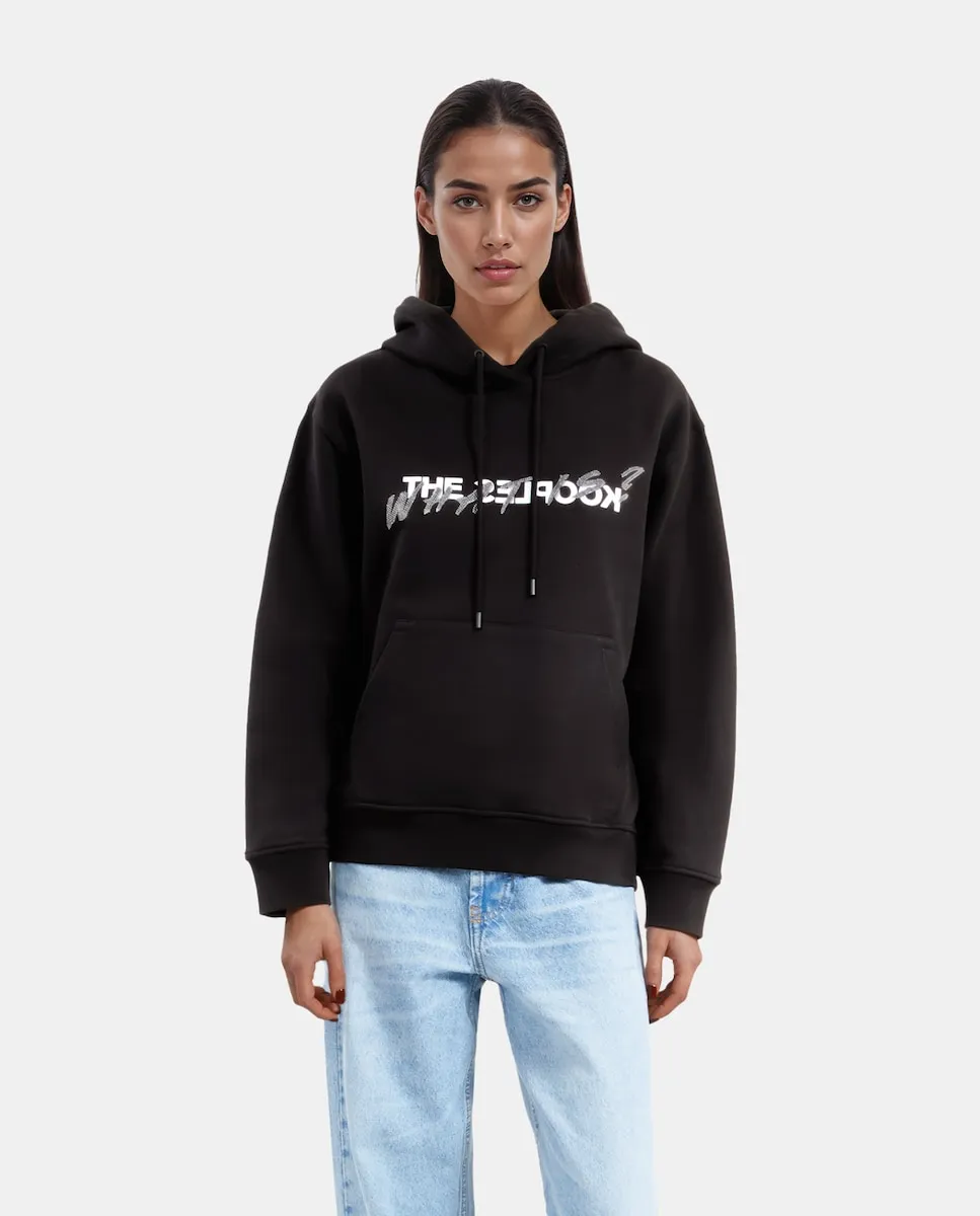 

Женская толстовка "What is" с камнями стразами и капюшоном The Kooples, черный