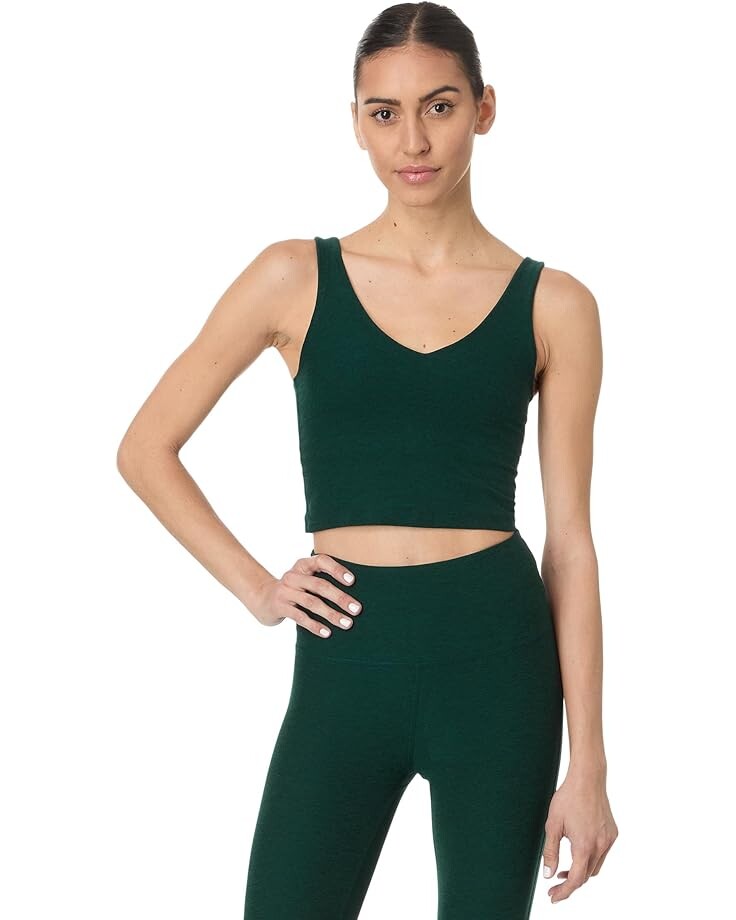 

Топ Beyond Yoga Spacedye Good Day Cropped Tank, цвет Dark Spruce Green Heather