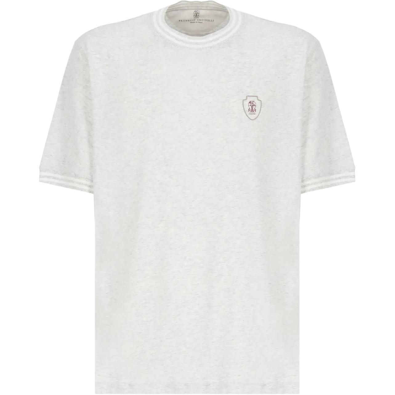 

Футболка с круглым вырезом и вышитым логотипом Brunello Cucinelli, серый
