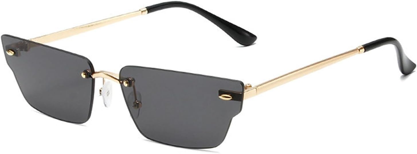 

Винтажные панк-солнцезащитные очки Helena без оправы для женщин, модные узкие солнцезащитные очки неправильной формы с металлической оправой, защита от УФ-излучения UV400, C1