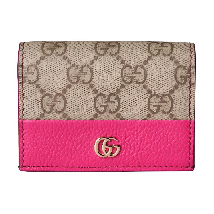 

GUCCI Двойной холщовый картхолдер Supreme женский розовый и тёмно-коричневый