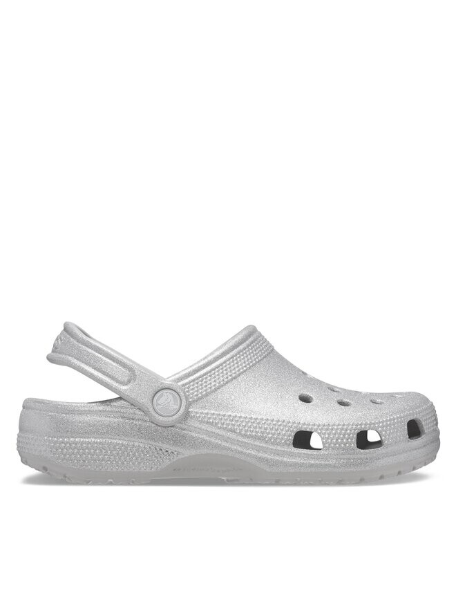 Шлепанцы Crocs Classic Glitter Clog, серебряный