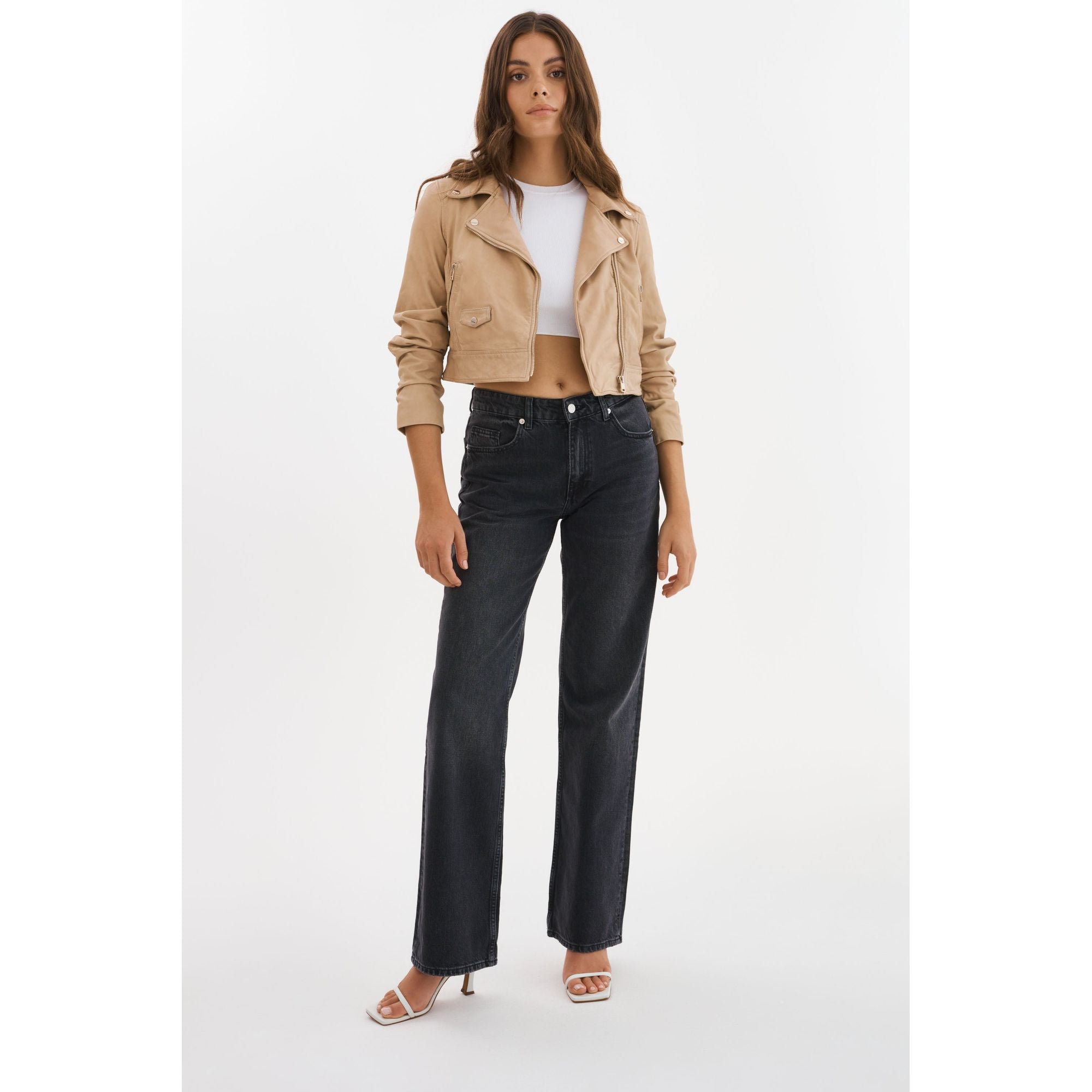 

Яника | Кроп кожаная косуха Lamarque, Wheat