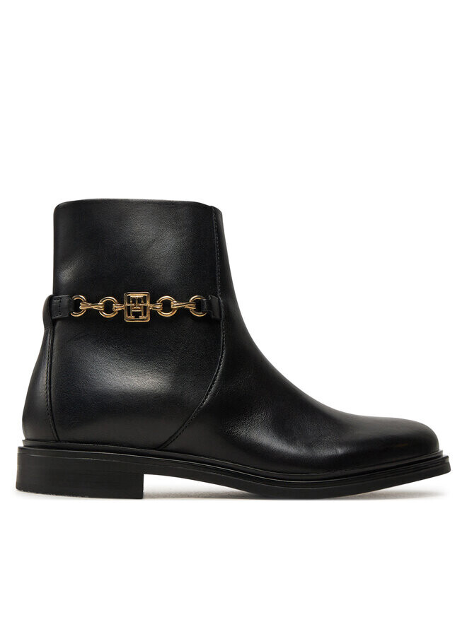 

Ботильоны Tommy Hilfiger Th Chain Leather Low Bootie FW0FW08251, черный