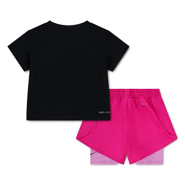 Футболка dri-fit и шорты twofer swing для девочек 4-6x, 2 предмета Nike — фото 3