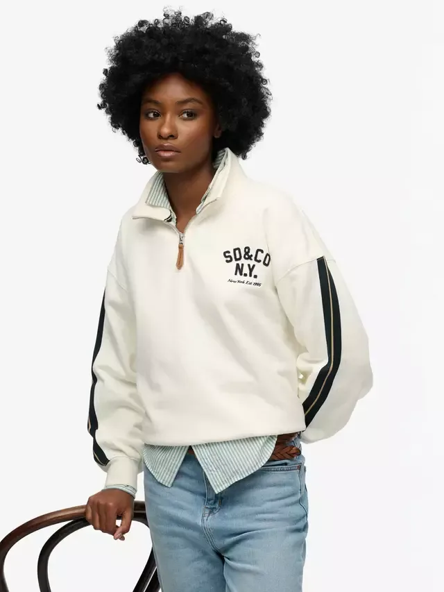 Куртка Country Club с аппликацией и половинной молнией, кремового цвета Superdry — фото 4
