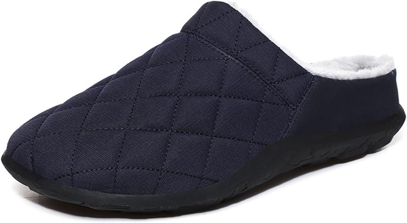 

Мужские мягкие плюшевые уютные теплые тапочки снаружи для дома, легкие дышащие противоскользящие обувь для осени и зимы Generic, темно-синий