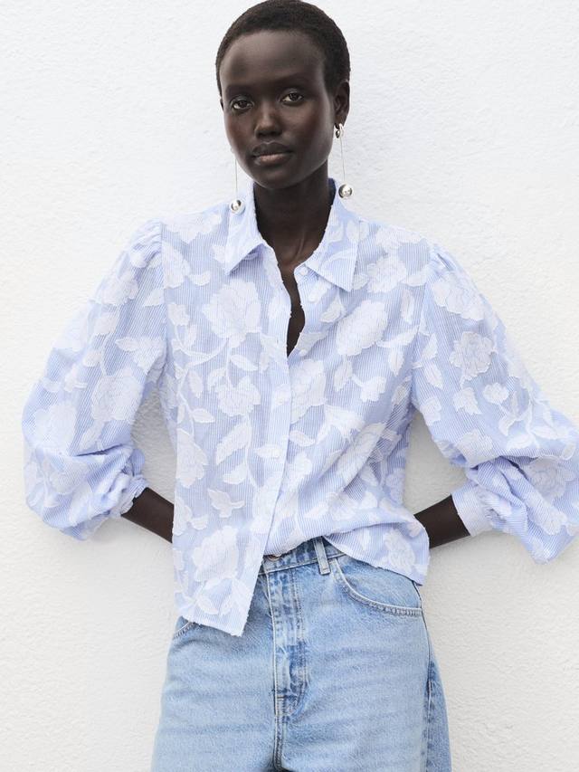 

Palomo футболка с длинным рукавом в цветочном принте Mango, Pastel Blue