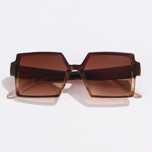 

Винтажные большие квадратные солнцезащитные очки для женщин в стиле ретро с крупной оправой, черные, модные очки с градиентным переходом цвета MTZJH, Brown