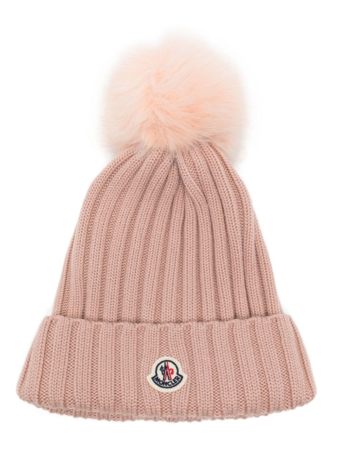 

Шапка бини с нашивкой-логотипом Moncler, розовый