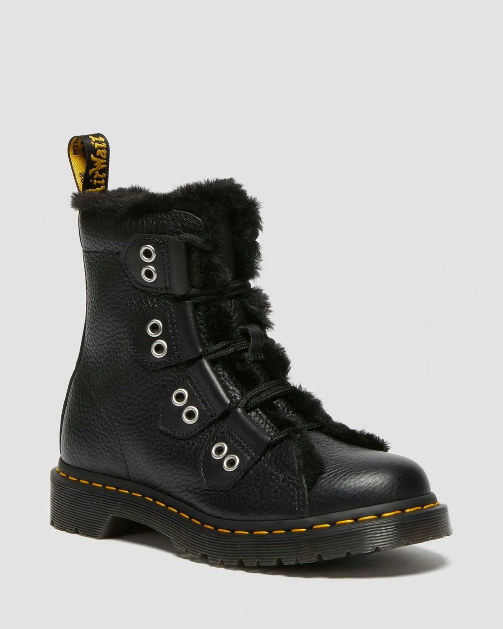 Ботинки кожаные Dr. Martens 1460 на подкладке из искусственного меха, черный