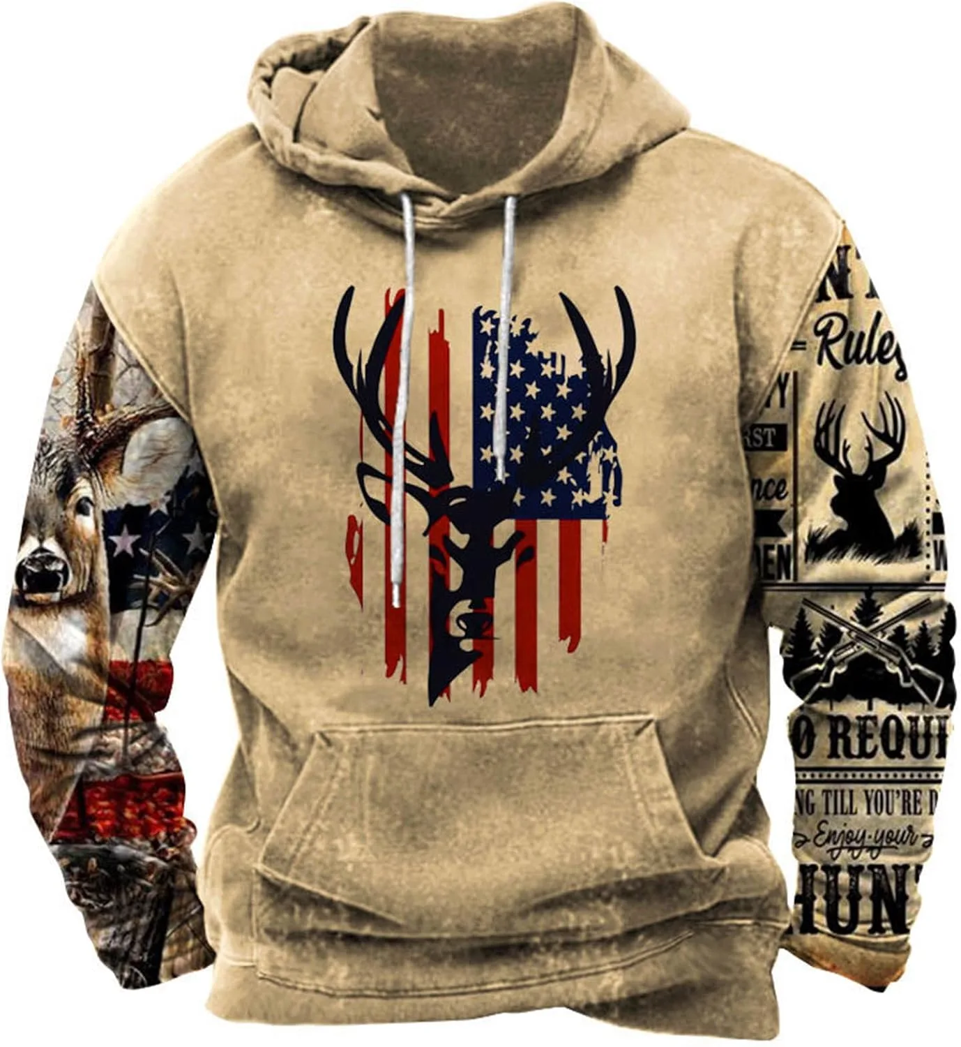 

Толстовка с капюшоном Tactical для мужчин в винтажном принте Cowboy Western Aztec с карманом KICILVS