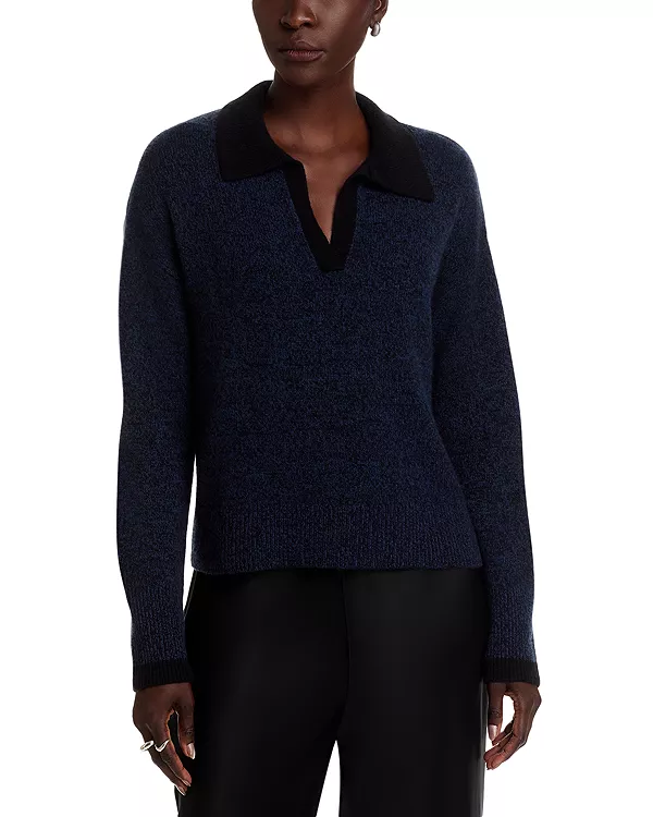 

Пуловер с длинными рукавами и воротником-поло из 100% кашемира - эксклюзивный товар. C By Bloomingdale'S Cashmere, синий