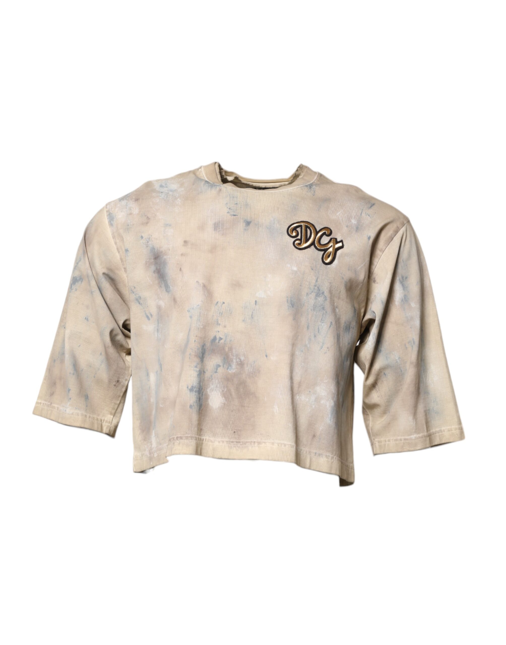 

Укороченная футболка бежевого цвета с вышивкой Tie Dye DG Dolce & Gabbana, Beige