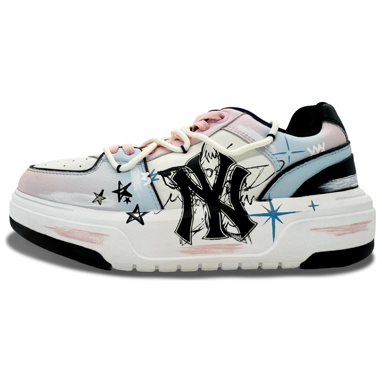 

Кроссовки MLB Chunky Liner Skateboarding Shoes Unisex Low-top Blue/pink/white, голубой, Синий, Кроссовки MLB Chunky Liner Skateboarding Shoes Unisex Low-top Blue/pink/white, голубой