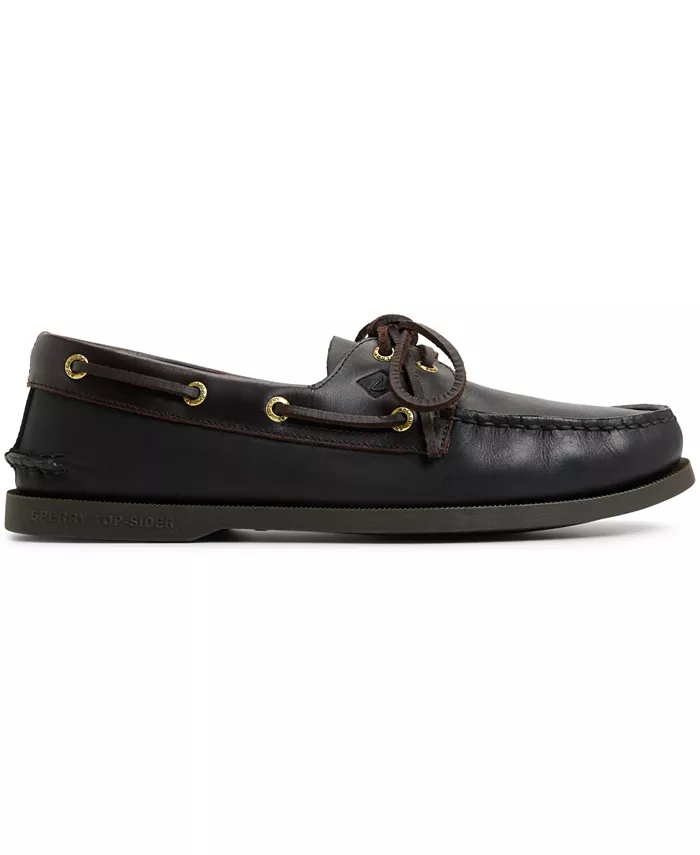 Мужские классические оригинальные лодочные туфли с 2 отверстиями Authentic Original 2-Eye Boat Shoe Sperry, черный — фото 2