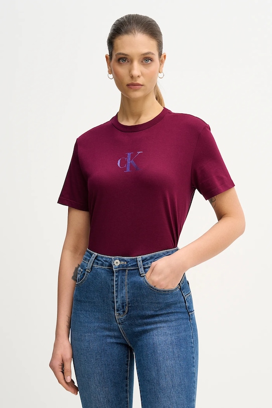 

Хлопковая футболка Calvin Klein Jeans, бордовый, Красный, Хлопковая футболка Calvin Klein Jeans, бордовый