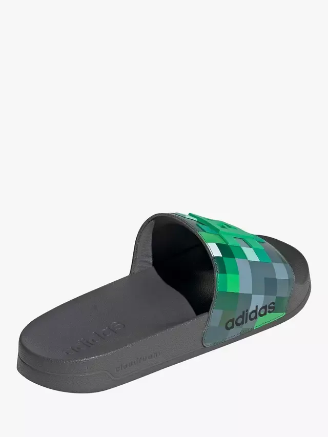 Сандалии Adidas Adilette Shower Minecraft Slider, зелено-черные adidas — фото 3