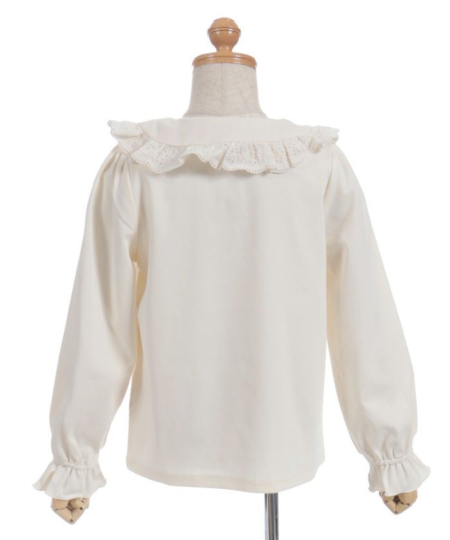 Пуловер с большим воротником, украшенный розами Axes femme kids, Off-white — фото 4