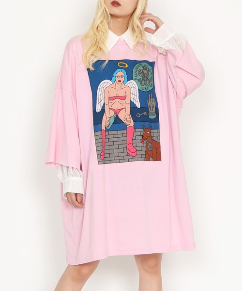 

Футболка оверсайз принтованная PUNYUS, розовый