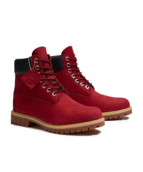 Ботинки Timberland 6 дюймов Premium Waterproof из нубука, красные — фото 2