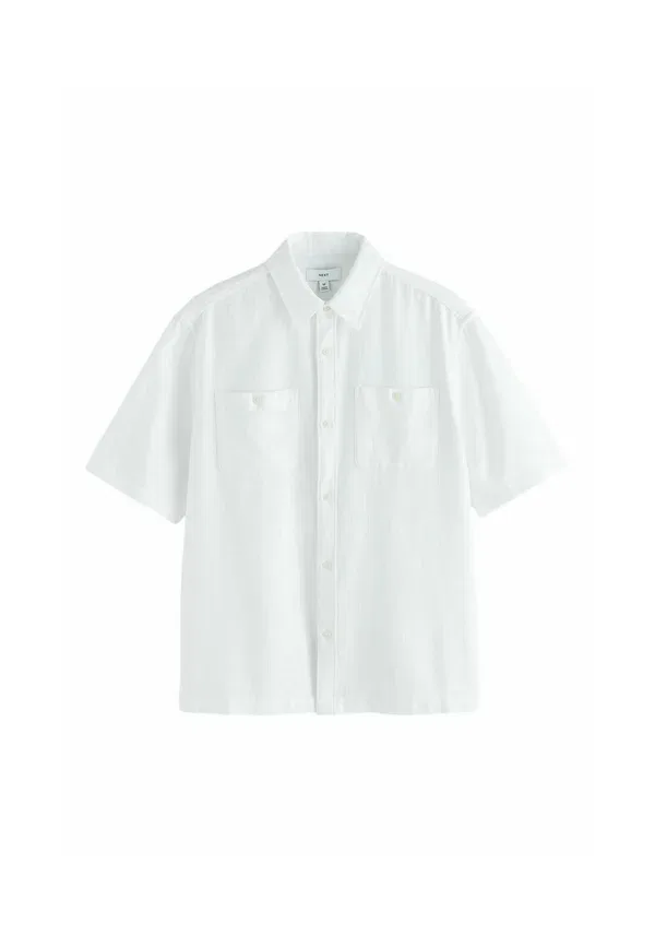 Рубашка Next Regular fit textured short sleeve shirt, белый — фото 4