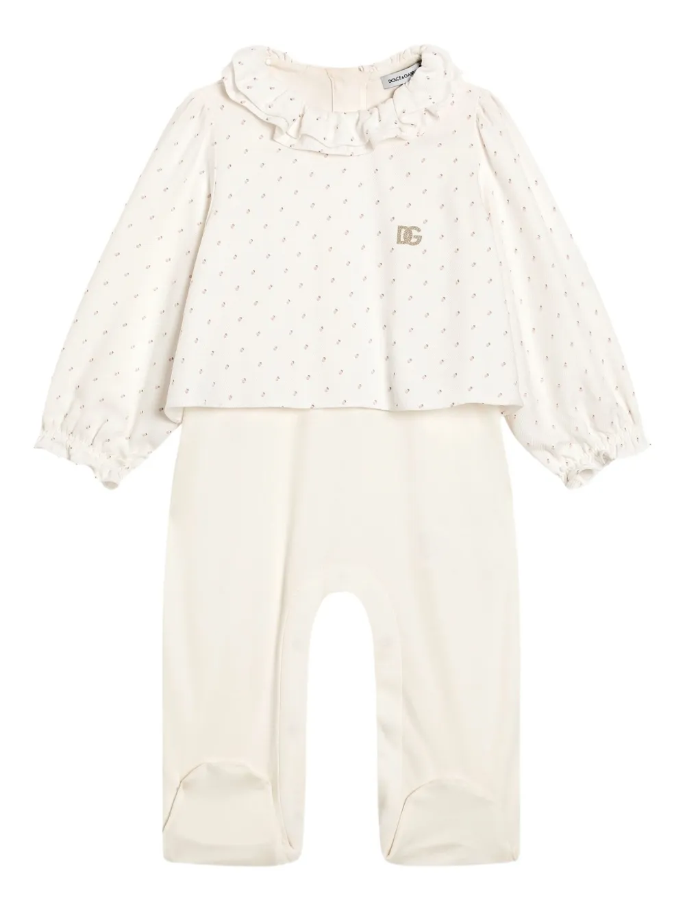 

Ромпер с оборками и узором в горох Dolce & Gabbana Kids, белый