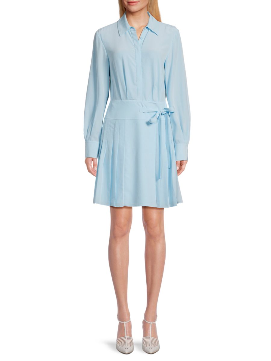 

Мини-платье из шелковой плиссированной рубашки Jason Wu, цвет Sky Blue