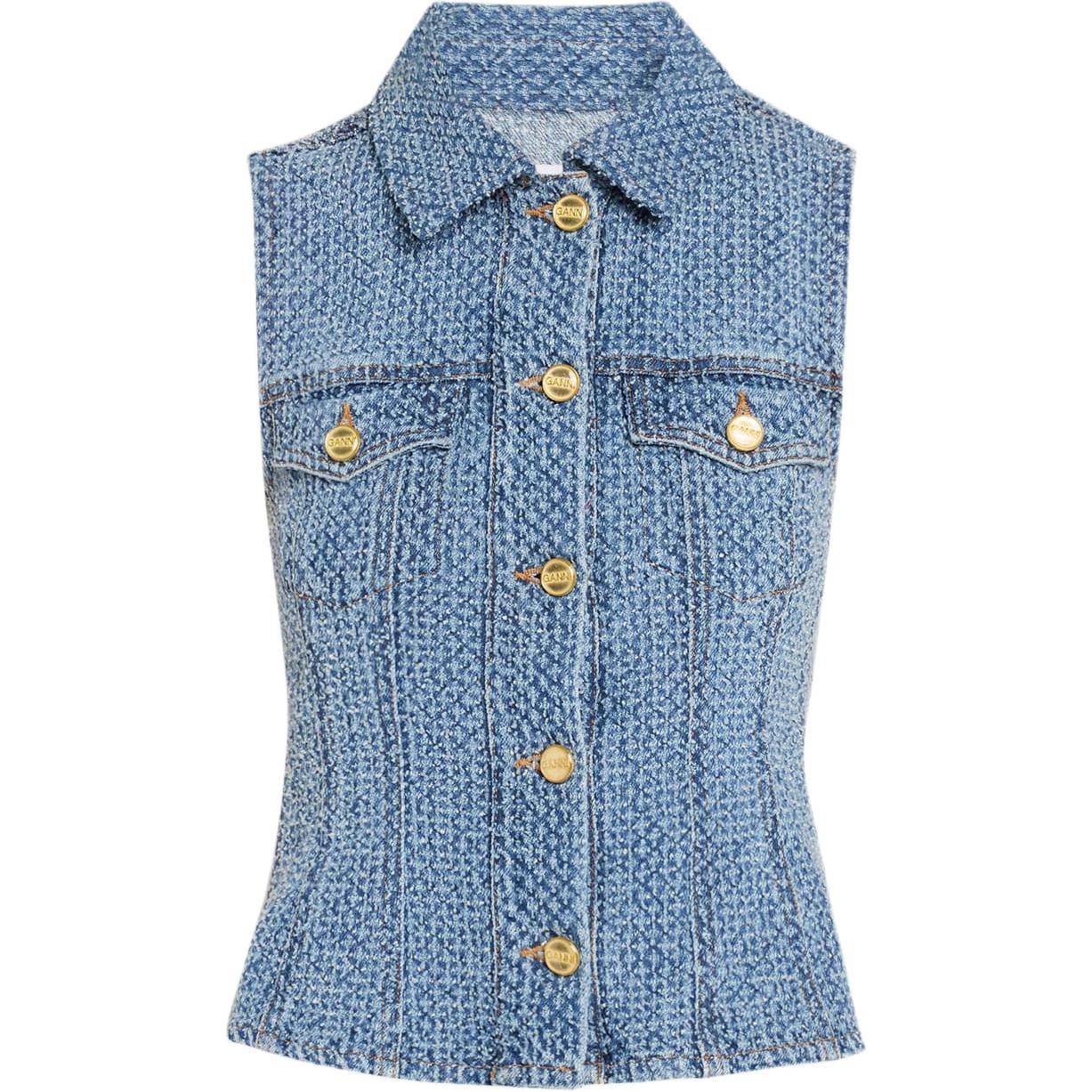 

GANNI Твидовый свитер, Light Blue