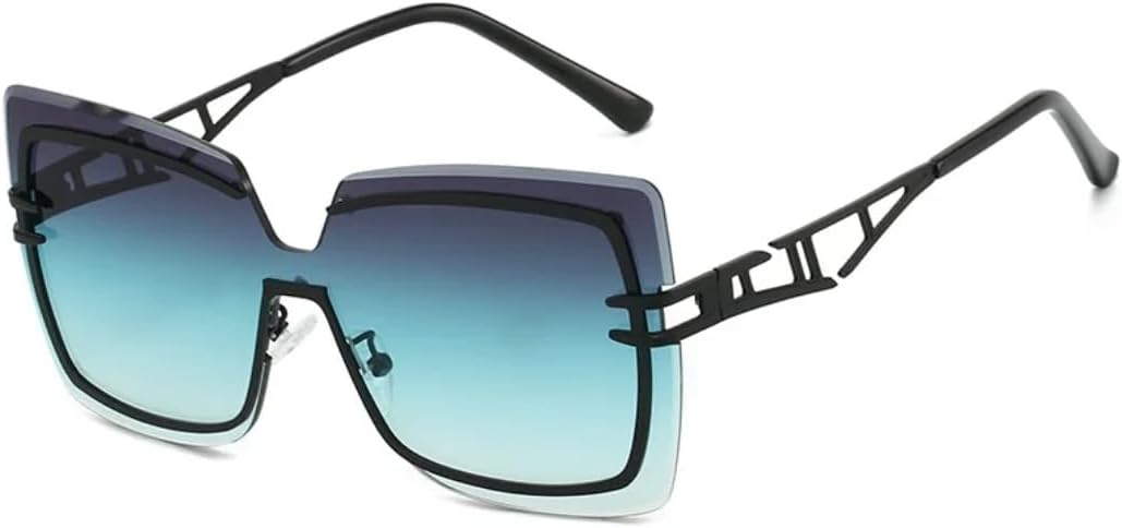 

Роскошные безрамочные солнцезащитные очки с градиентным переходом для женщин, очки с полой оправой для мужчин, модные очки с защитой от УФ-излучения UV400 HHZZYVY, Black Grey Blue