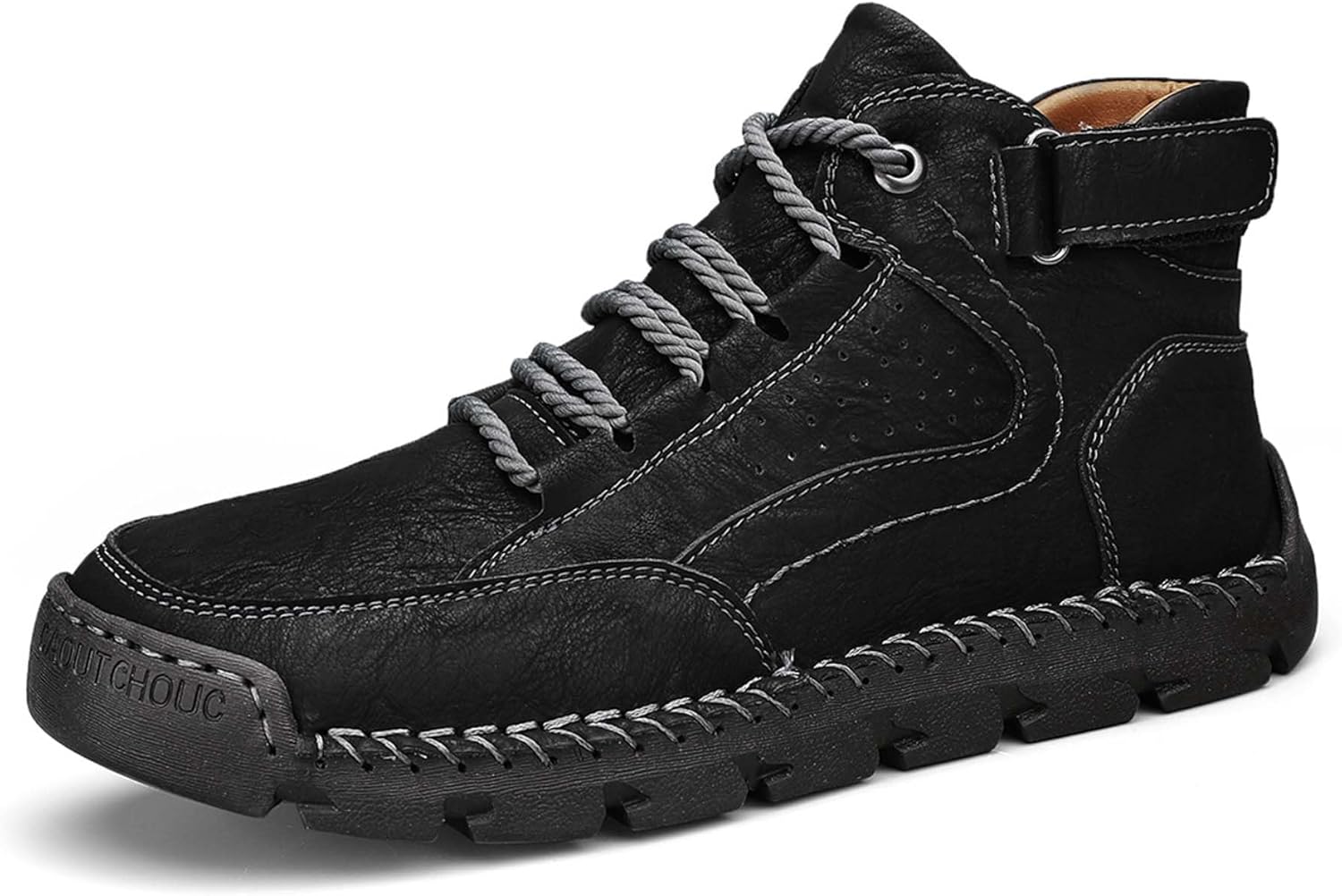 

Мужские модные премиальные кожаные кроссовки, дизайн верхней части с эффектом состаренной кожи, мужская обувь для ходьбы, деловые повседневные туфли, мягкие, удобные, износостойкие, ручная прошивка Generic, черный