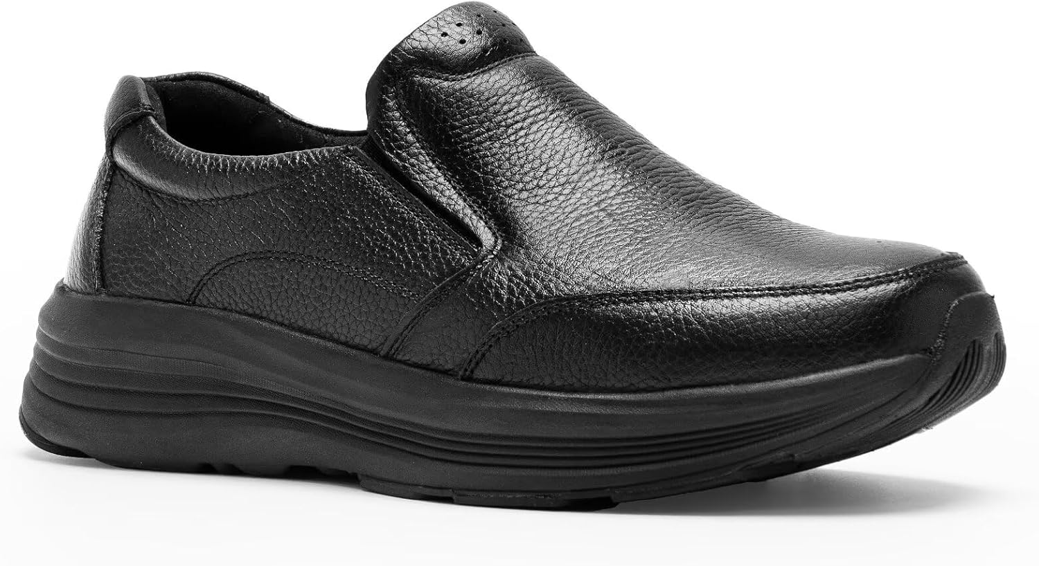 

Мужские ортопедические кожаные туфли для прогулок: удобные ортопедические оксфорды при плантарном фасците с поддержкой свода стопы, повседневные деловые лоферы без шнурков для облегчения боли в стопах и пятках Orthocomfoot, черный