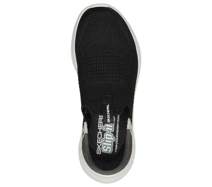 SKECHERS Детские кроссовки ULTRA FLEX 3.0 SMOOTH STEP Slip-On, цвет: черный / белый / серебристый — фото 2