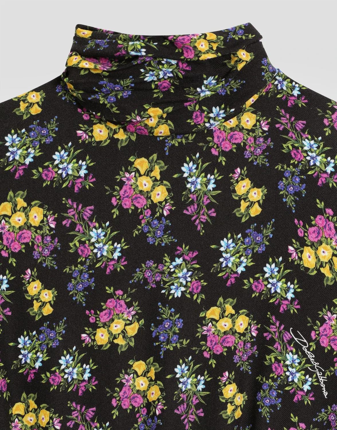 Платье из вуали с мелким цветочным принтом Dolce & Gabbana, черный — фото 3