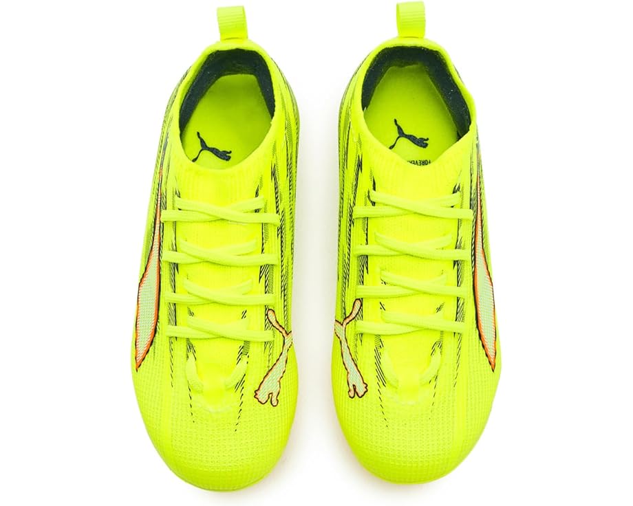 Детские бутсы Puma Ultra Pro Firm для искусственного покрытия (маленькие дети/дети постарше) PUMA Kids, Yellow Alert/Black/Glowing Red/Lime Squeeze — фото 2