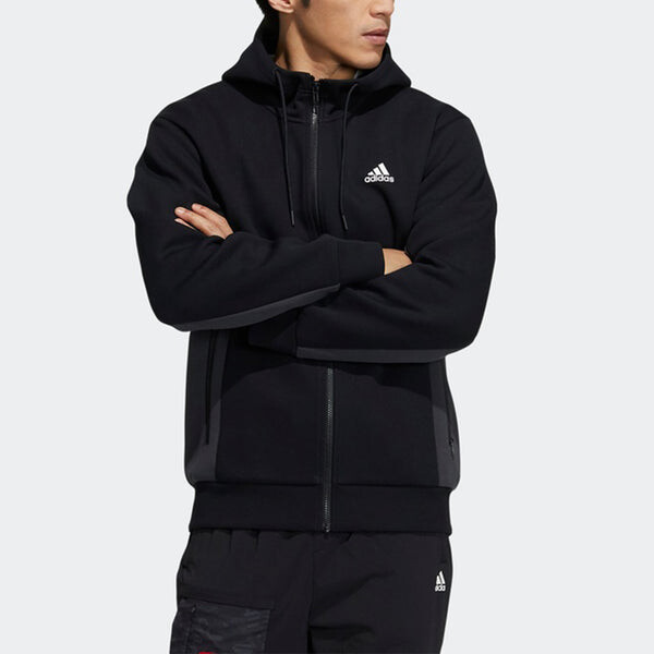 Куртка adidas St Kn Spcr Jkt Contrasting Colors Pocket Knit Sports hooded Logo Jacket Black, черный — фото 3