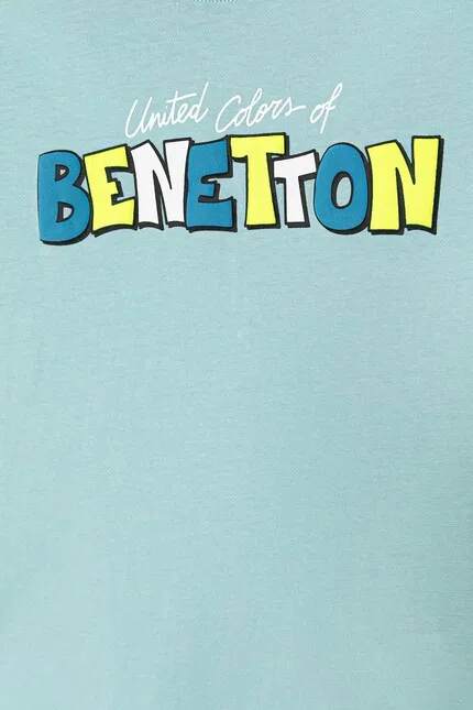 Футболка хлопковая с коротким рукавом United Colors of Benetton, бирюзовый — фото 3