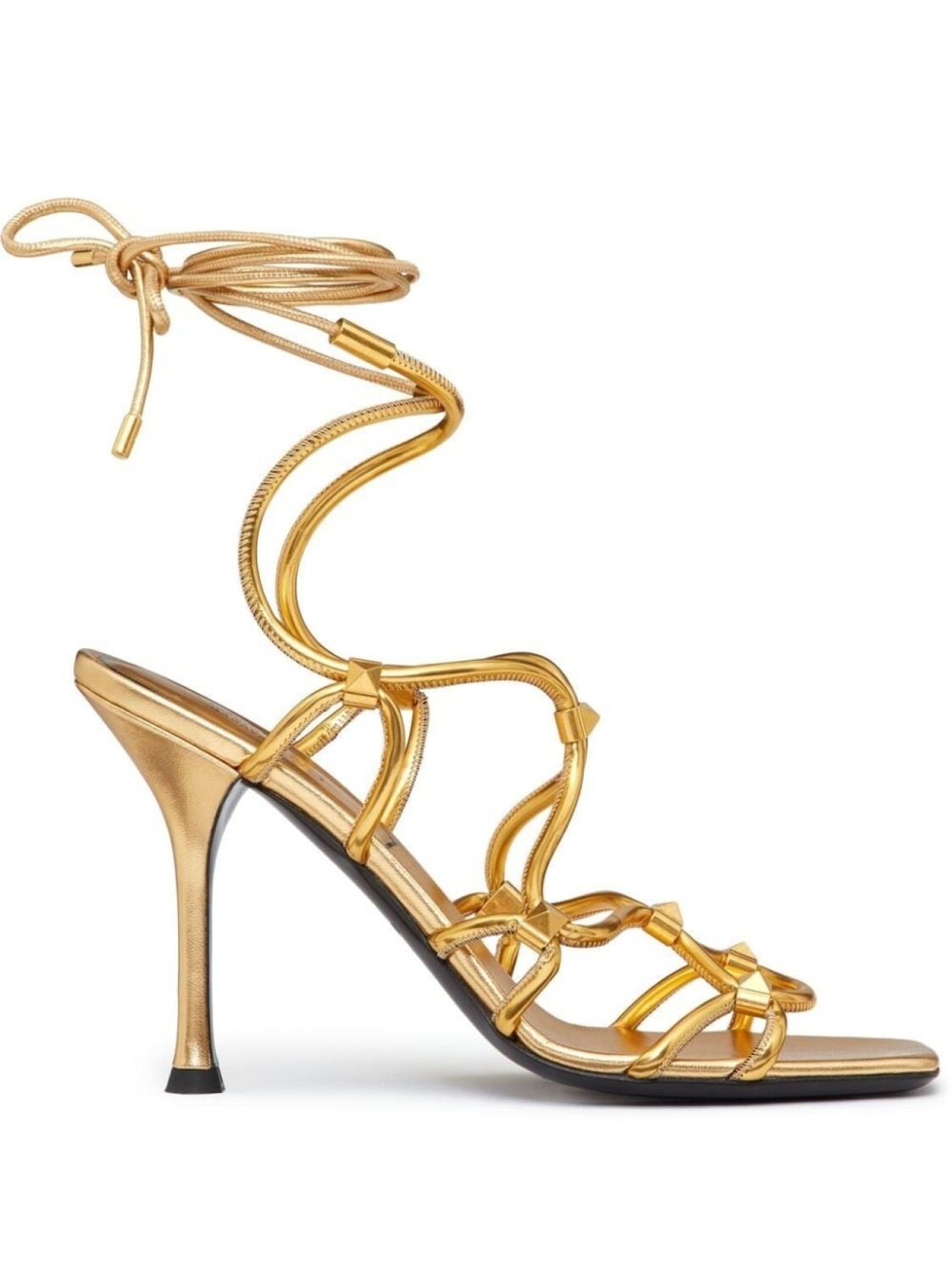 

Valentino Garavani сандалии Rockstud Net со шнуровкой, золотистый
